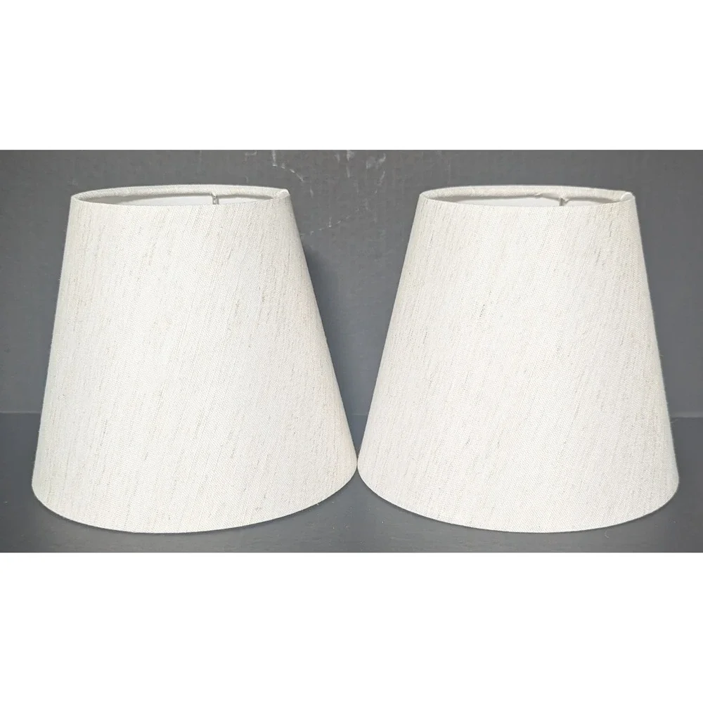 Blue and White Striped Glossy Ceramic Table Lamps Set of Two W/Linen Shades